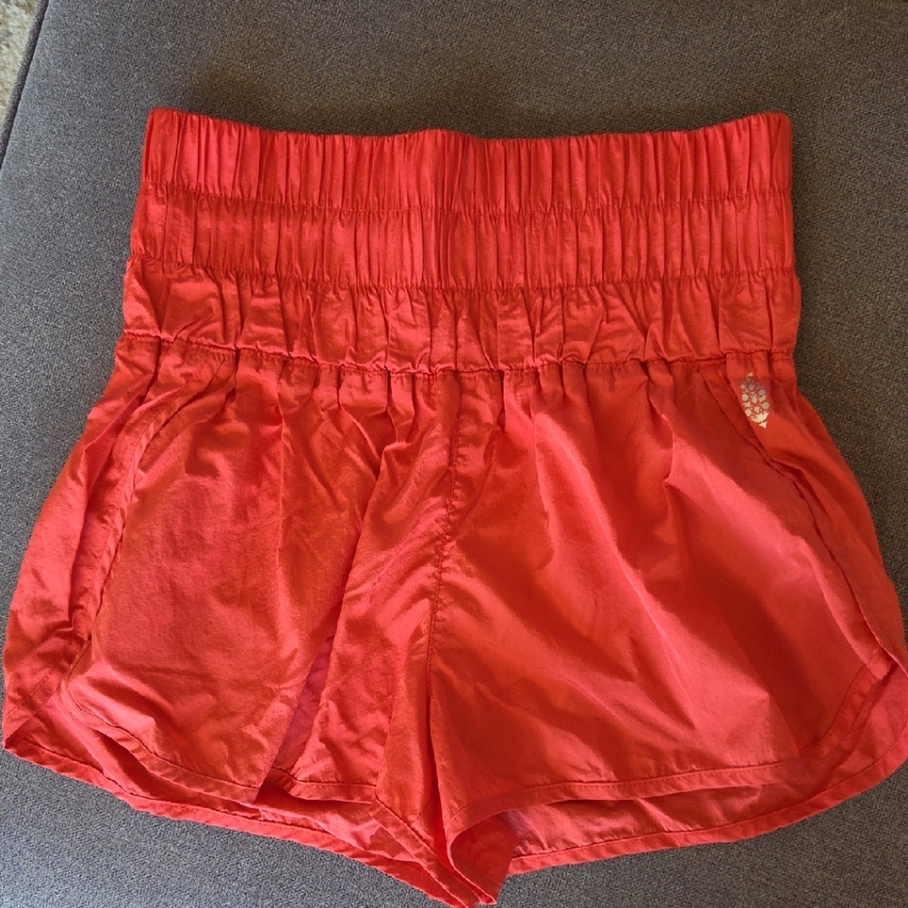Free People Red High-Waist Athletic Shorts